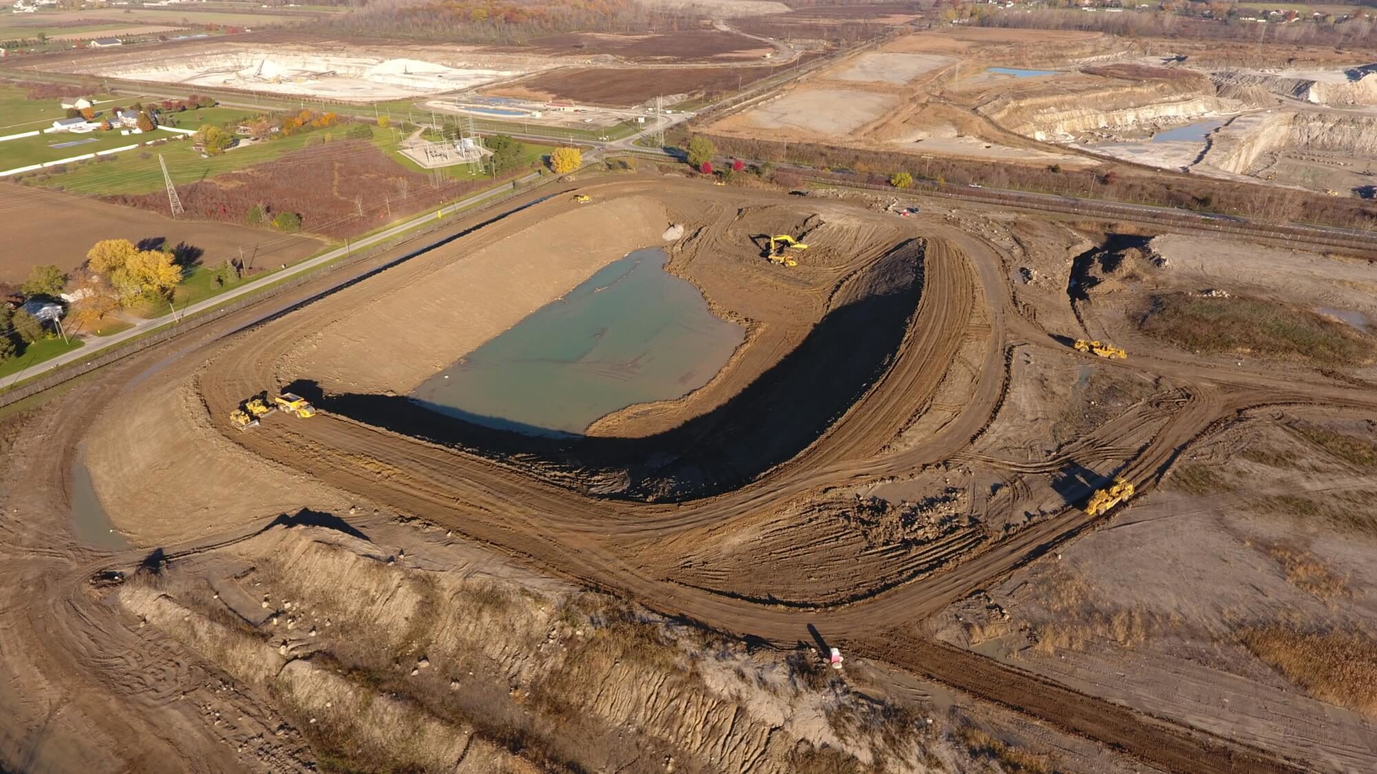 Construction of New Settling Pond Nearly Finished Great Lakes Aggregates